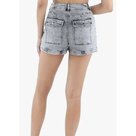 INC Exotic Escape Black Acid Wash Women's Denim Shorts Size 2/26